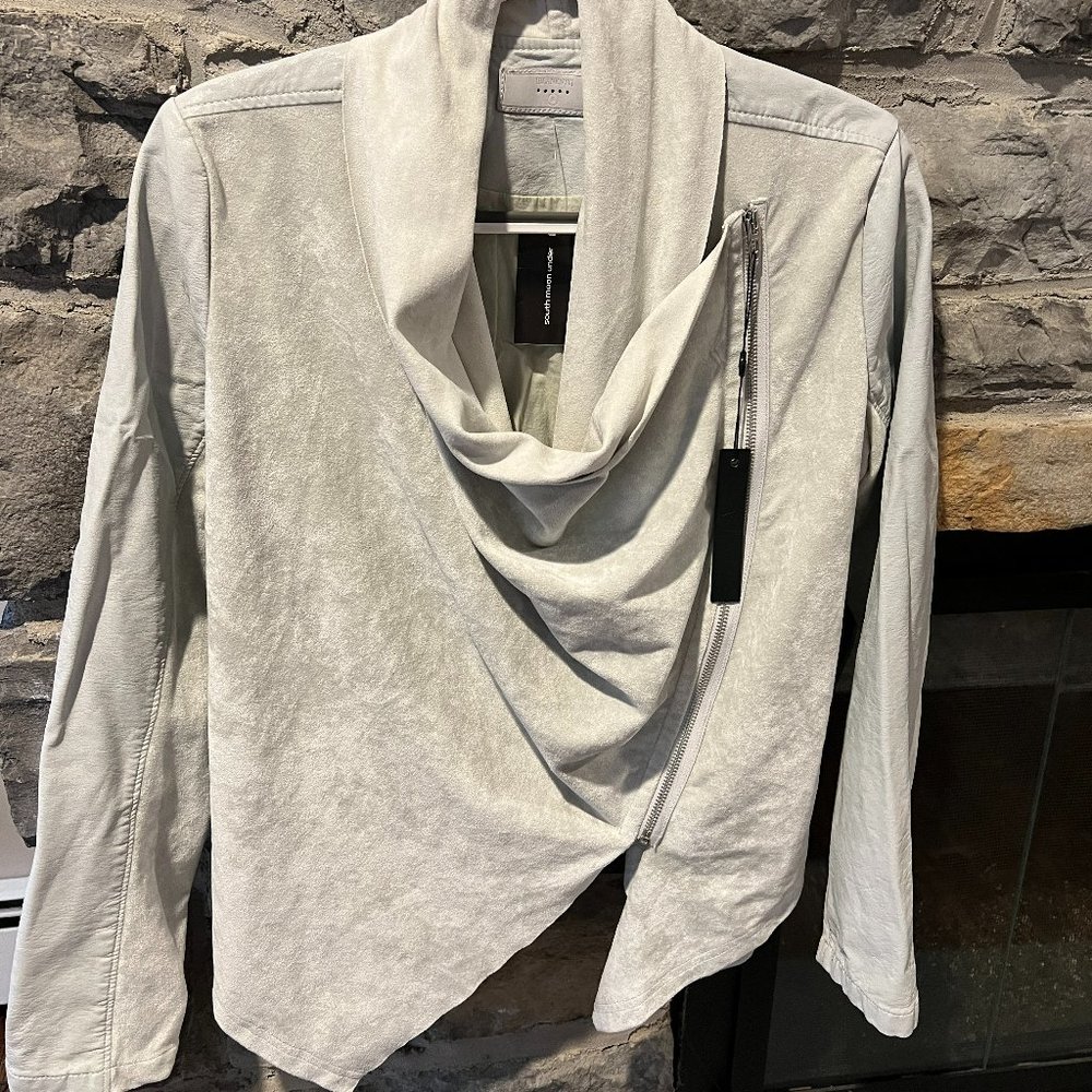 Blank NYC Grey Suede/Faux Leather Zipper Jacket